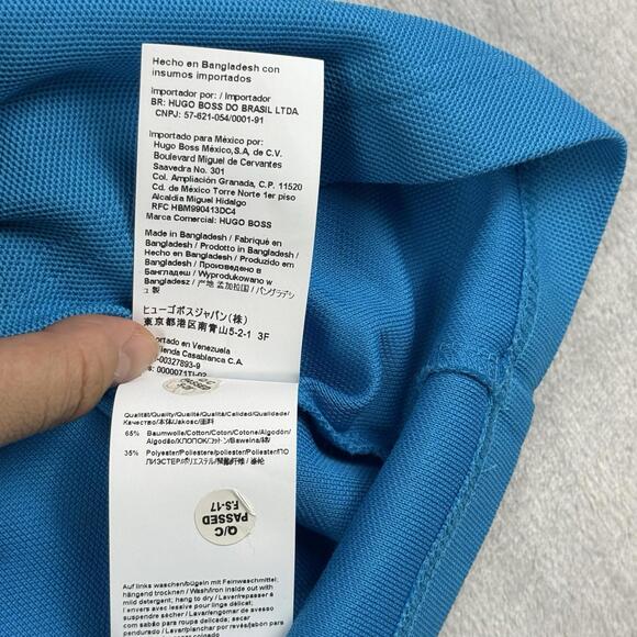 Boss Hugo Striped Trim Polo Men Size Small Short Sleeve Moisture Control Casual - Picture 9 of 9